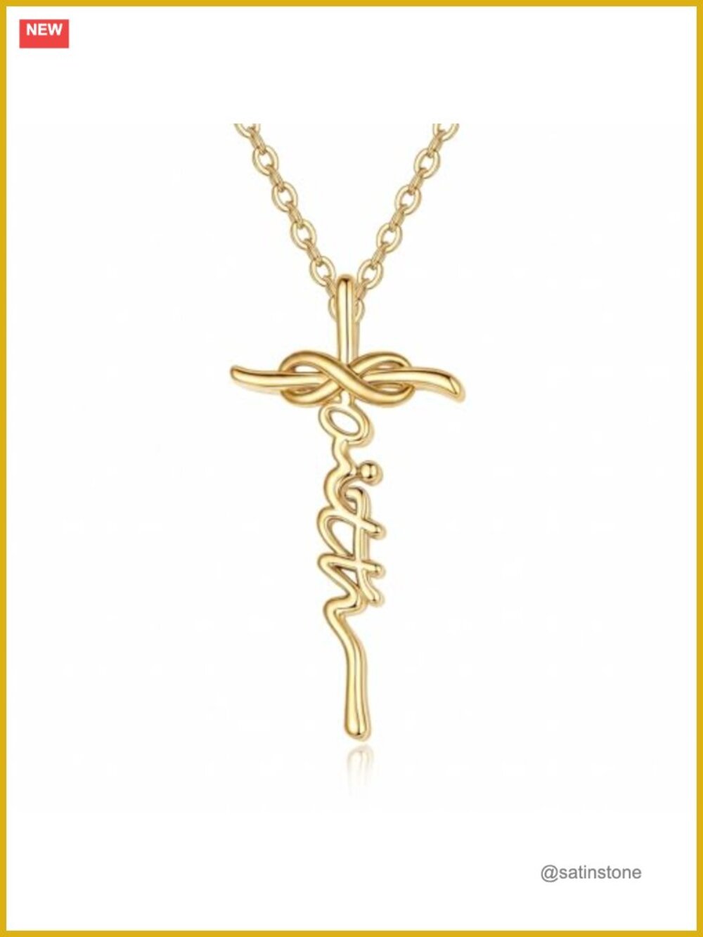 14K Gold Plated Faith Cross Y Necklace Infinite Pendant